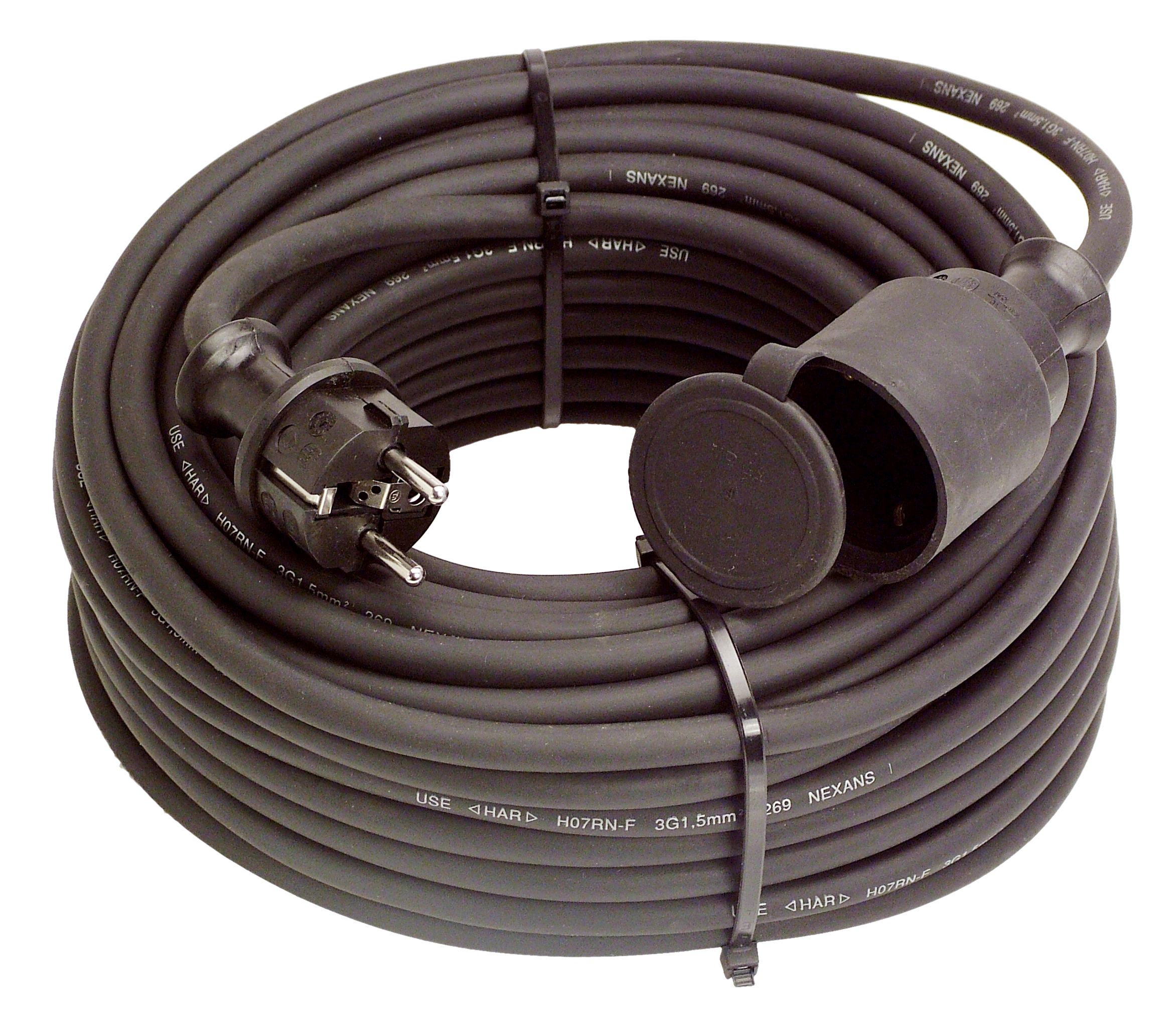 Gummi-Verlängerungsleitung 10m, sw