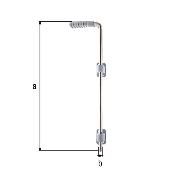 Bodenschieber,VA,Griff grau,Gesamthöhe 500 mm,Abstand Bolzen-Tor 40 mm