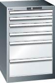 Schubladenschrank 27x27E B564xT572xH850mm NCS 6502-S/RAL7035 6 Schubladen 75kg