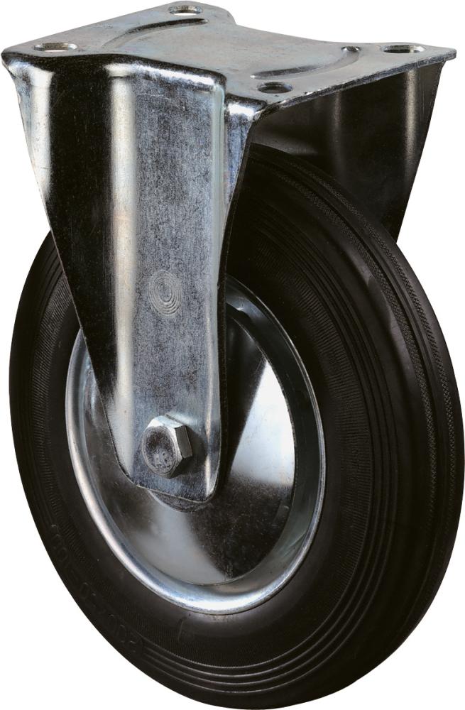 Bockrolle 100mm L410.B55 Platte,Gummi schw.,RL L410.B55.101 BS ROLLEN
