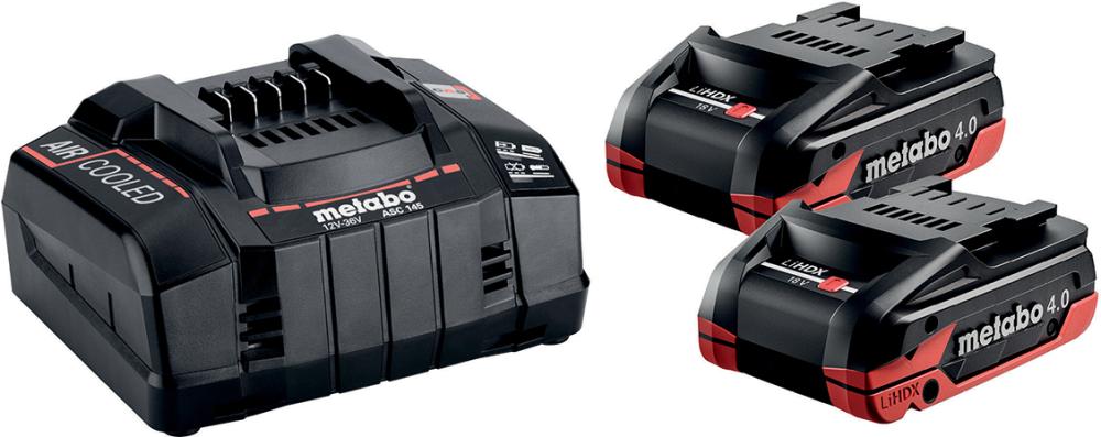 Akku BasisSet LiHDX 18,0VMetabo 2x18,0V 4,0 Ah LiHDX Ladegerät ASC 145 Karton
