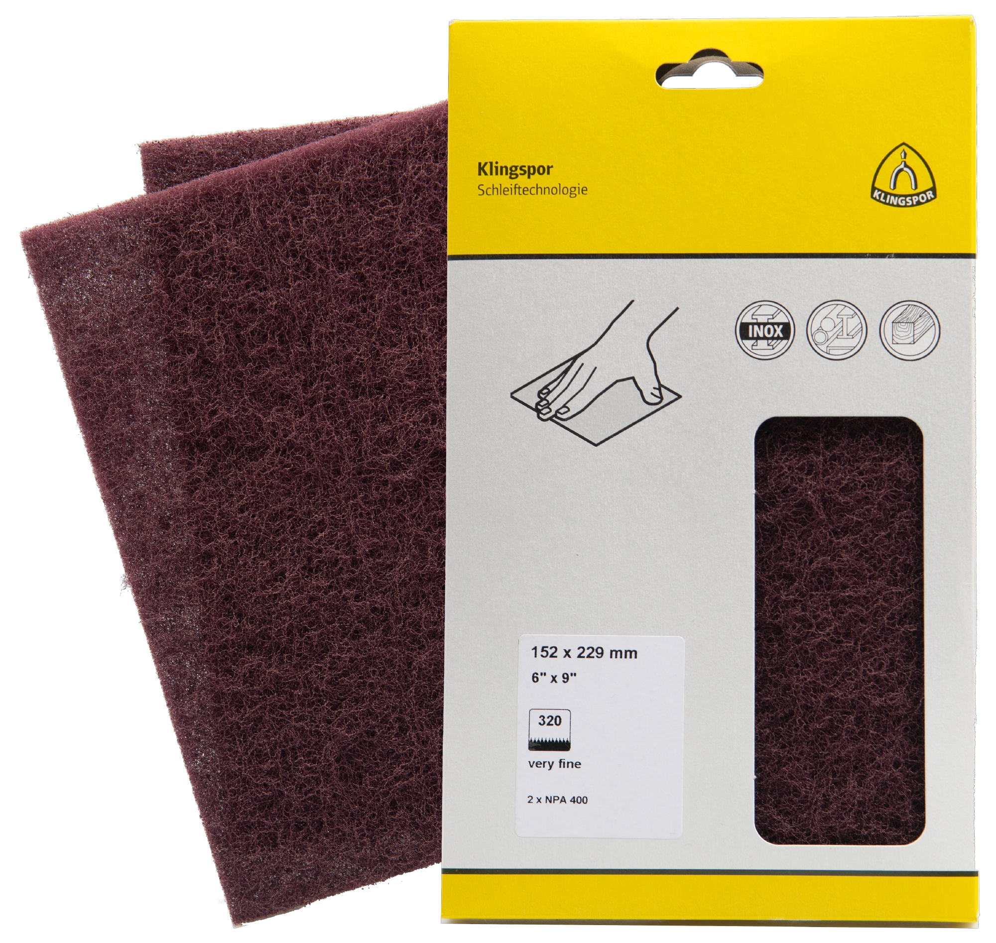 NPA 400 Vliesbogen, 152 x 229 mm Very Fine Korund, SB-verpackt im Reiter