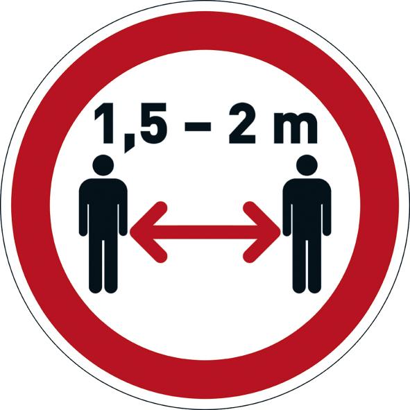 Gebotsaufkleber "Abstand halten" Ø430mm ablösbar