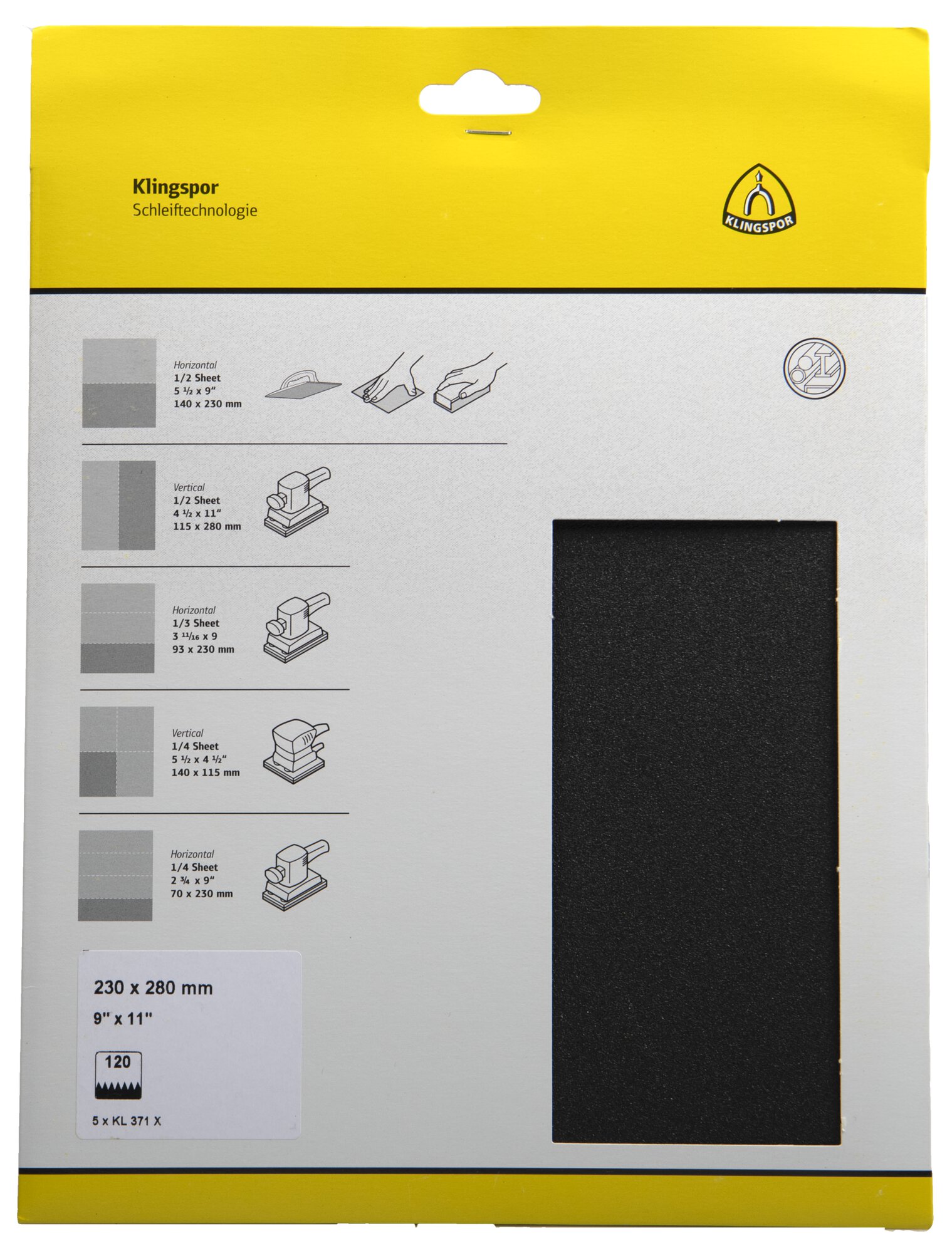 KL 371 X S.a.U. Bogen, 230 x 280 mm Korn 120, SB-verpackt im Reiter