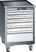 Schubladenschrank 27x27E B564xT572xH890mm NCS6502-S/RAL7035 fahrb. 6 Schubladen 75kg