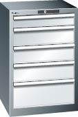 Schubladenschrank 27x27E B564xT572xH850mm NCS 6502-S/RAL7035 5 Schubladen 75kg